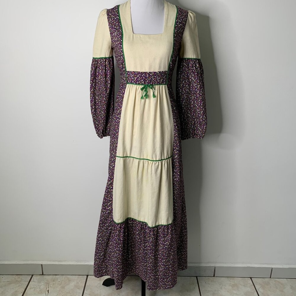 Vintage Women's Floral Long Sleeve Prairie Dress Size Small
